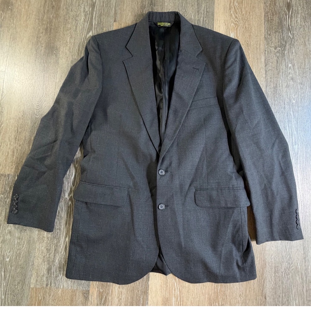 Deansgate Blazer Mens 42R Charcoal Gray Tailors Row Worsted Wool Sport Coat USA